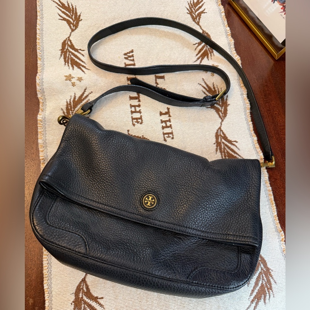 Tory Burch Black Pebbled Leather Crossbody